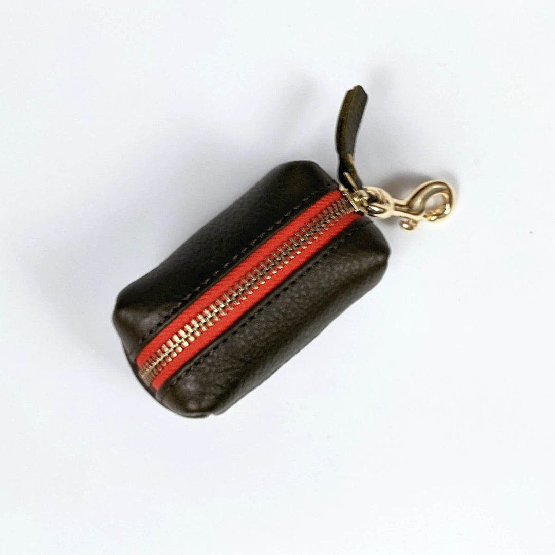 Leather poop bag holder