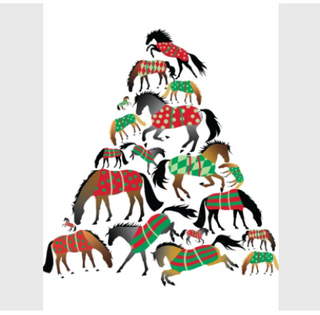 Boxed Christmas Cards - Blanketed Horses Tree
